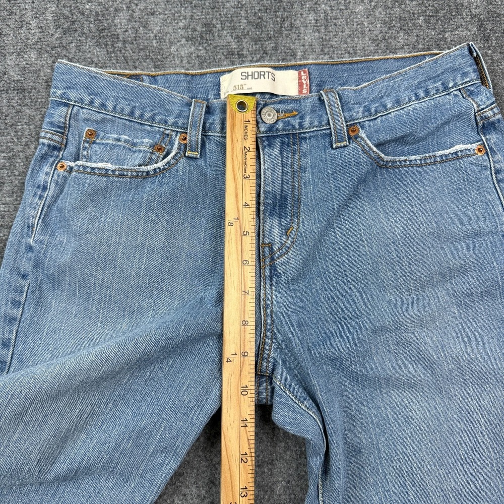 Vintage Levis 515 Jean Shorts Womens 10 Blue Denim Rolled Cuff Bermuda Y2K - Picture 10 of 15